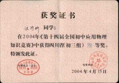 我校學生參加“全國第十屆初中應用物理知識競賽獲獎